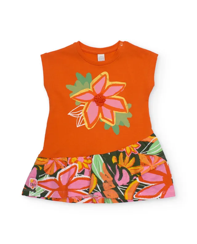 TucTuc Vestiti vestito bambina arancione stampa floreale