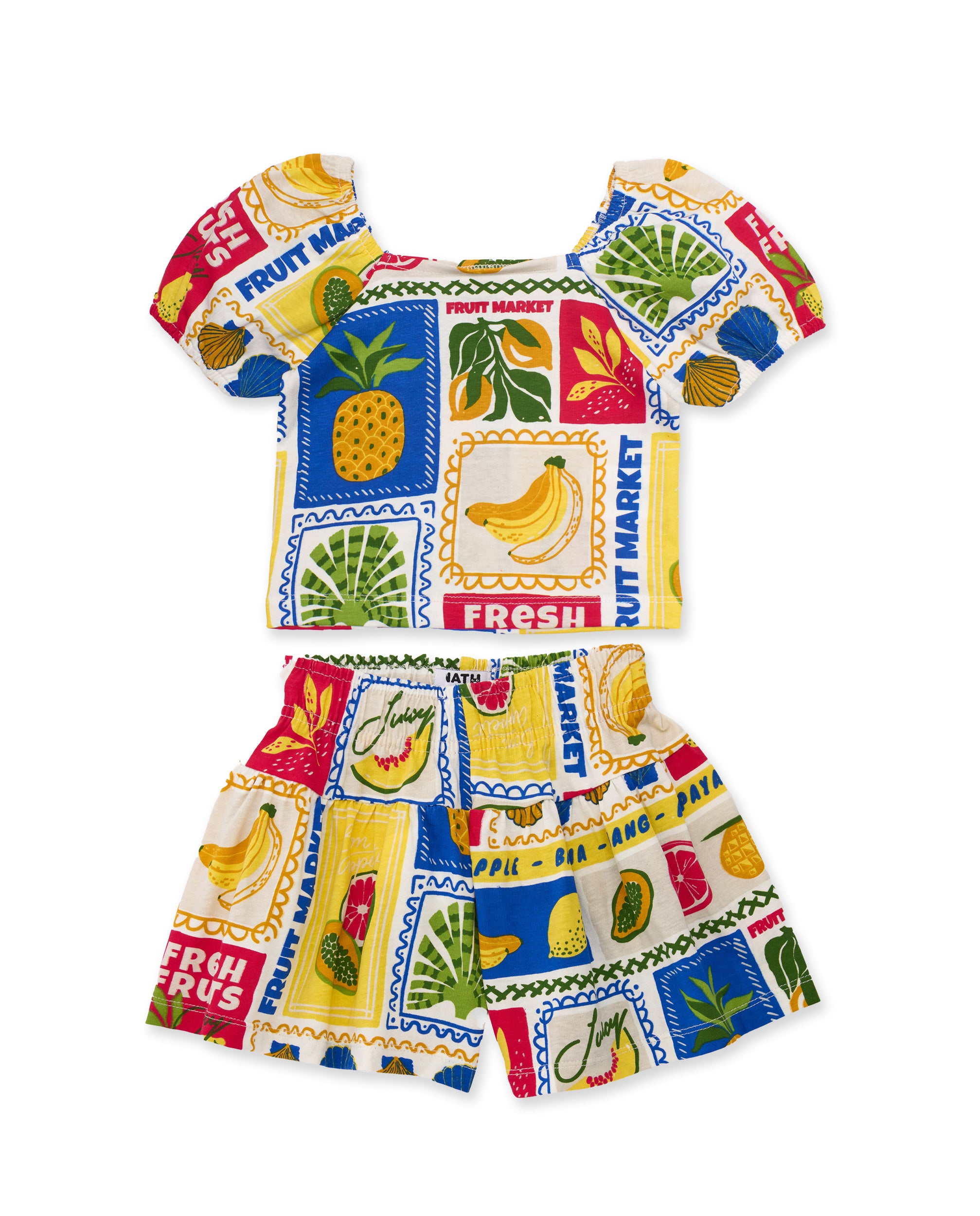 TucTuc Completi set blusa short beige frutta maniche sbuffo