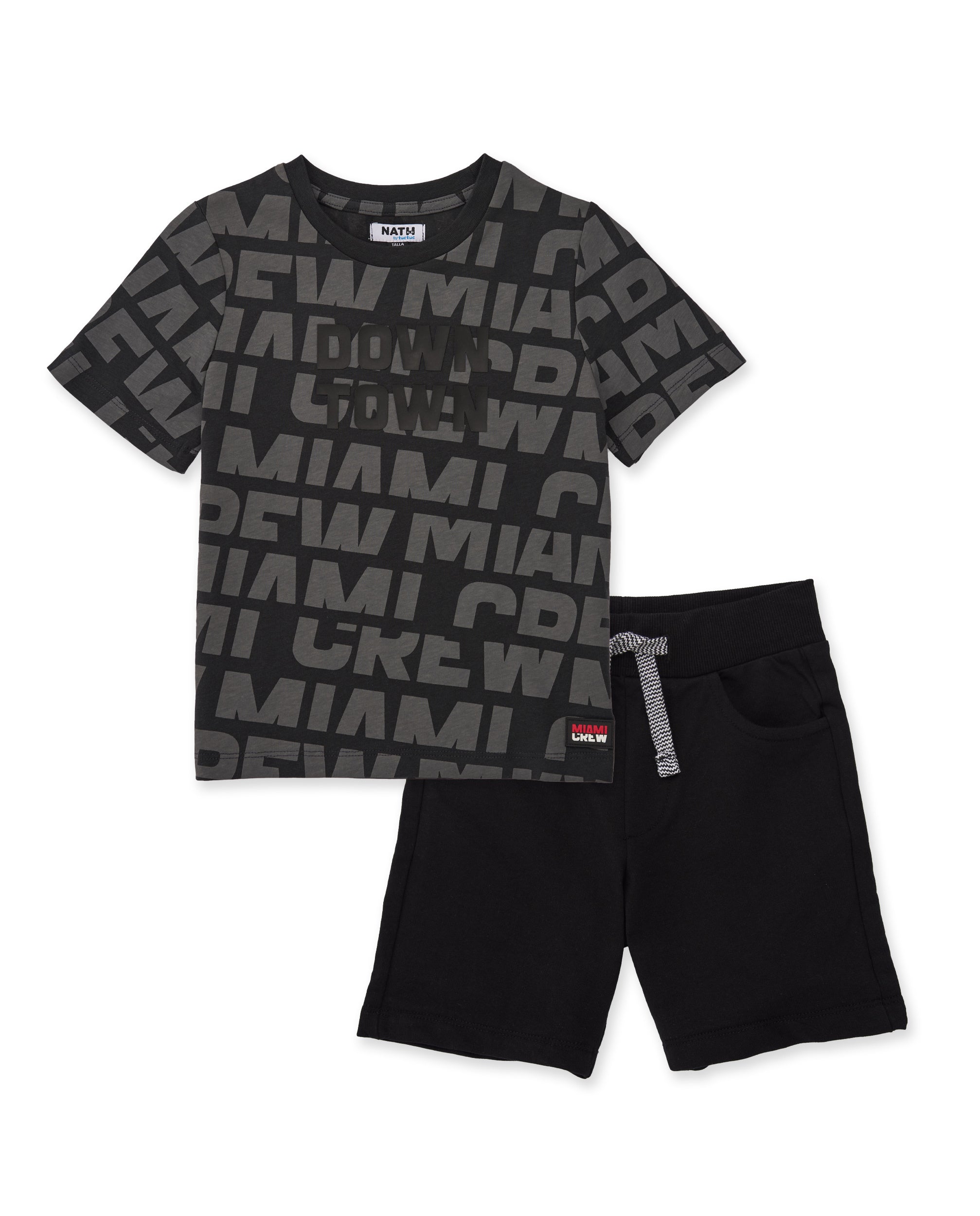 TucTuc Completi Bimbo Maglia Nero 4-16 Anni T-shirt+Bermuda
