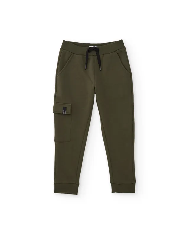 TucTuc Pantaloni Felpa Verde Oliva Cargo 4-16 Anni