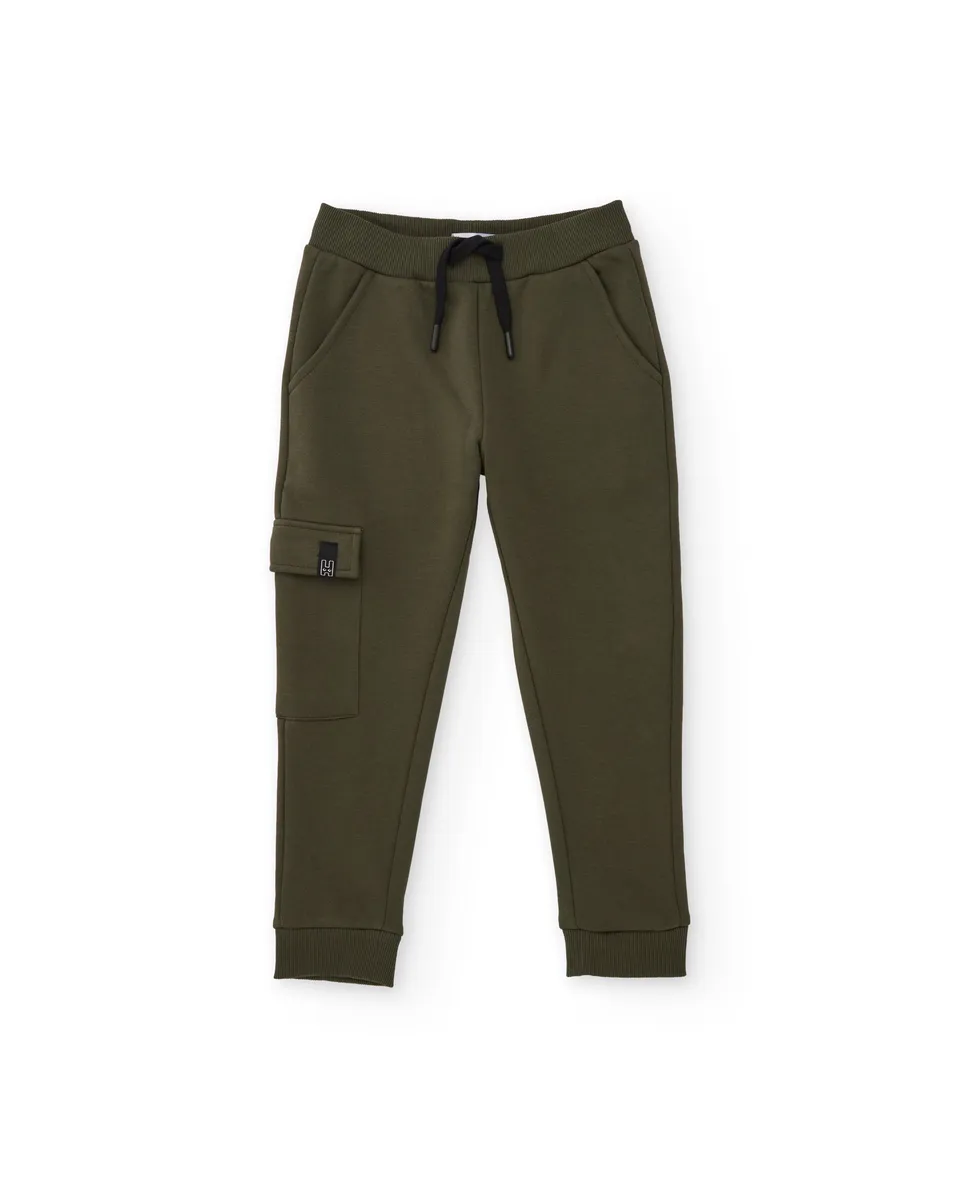 TucTuc Pantaloni Felpa Verde Oliva Cargo 4-16 Anni