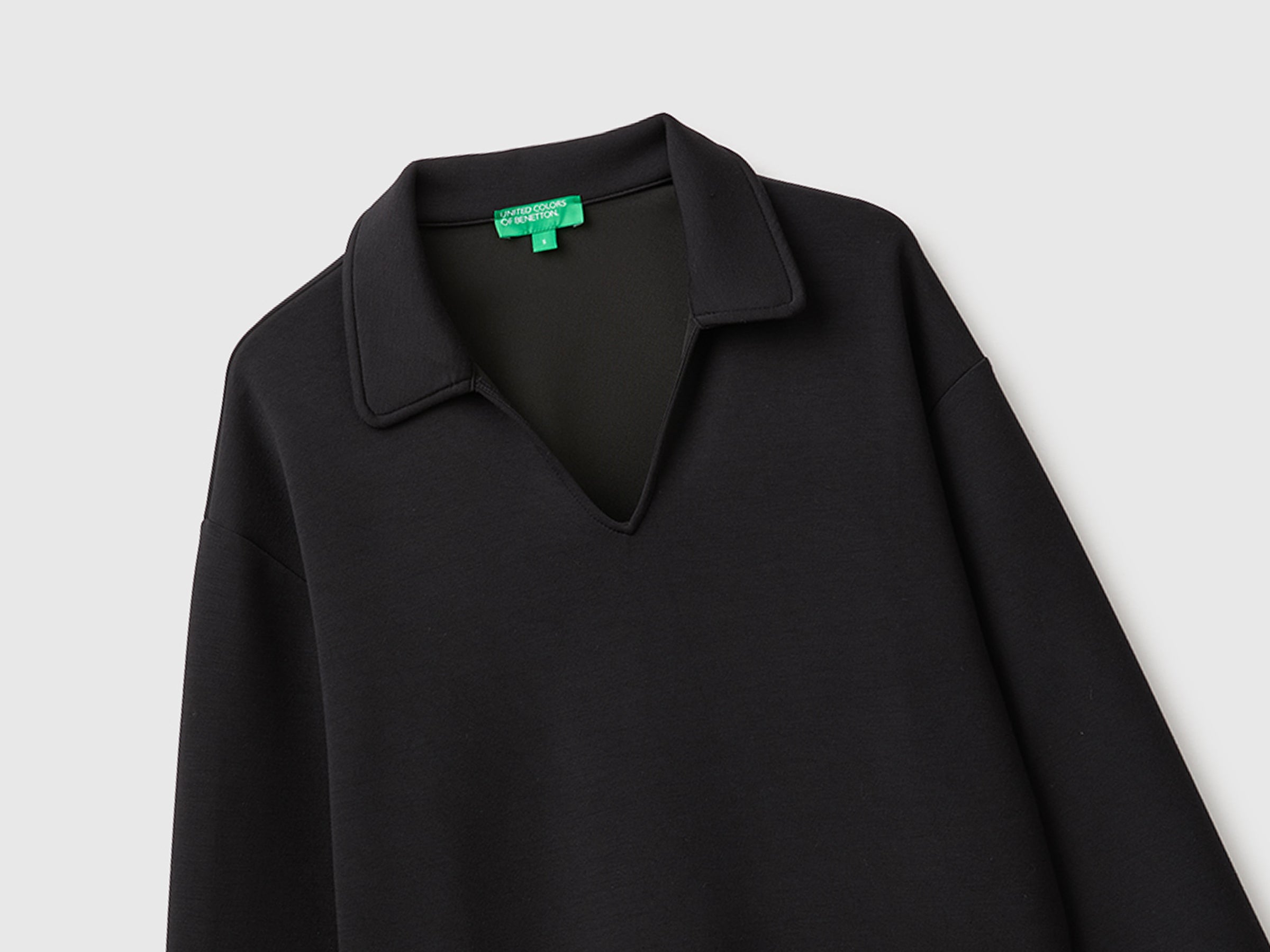 Benetton Felpa Scollo Polo Modale Manica Lunga Taglia M