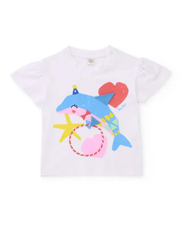 TucTuc Magliette T-shirt bambina bianca stampa delfino