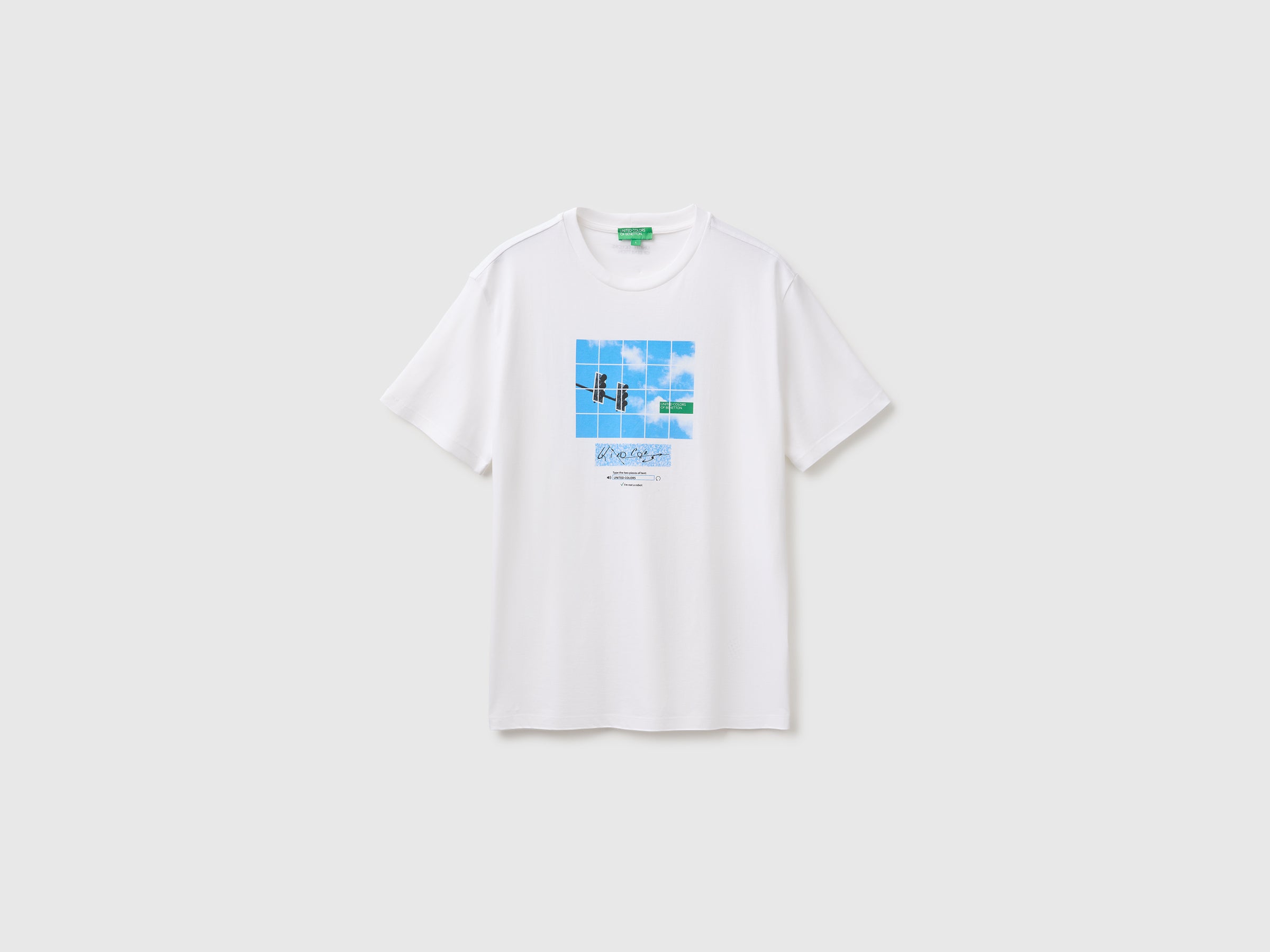 United Colors of Benetton T-shirt logo taglia M in cotone biologico