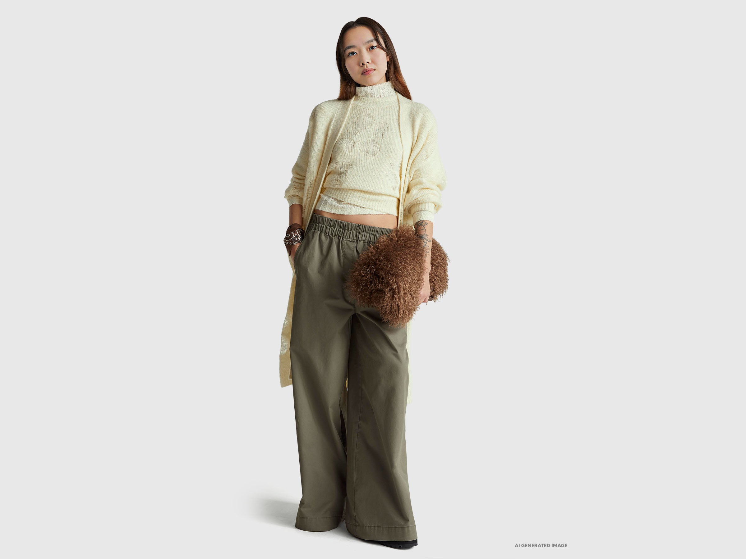 United Colors of Benetton Maglione Mohair e Lana Floreale