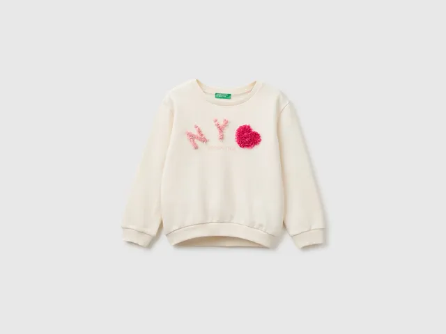 United Colors of Benetton felpa cotone appliqué petali bambina