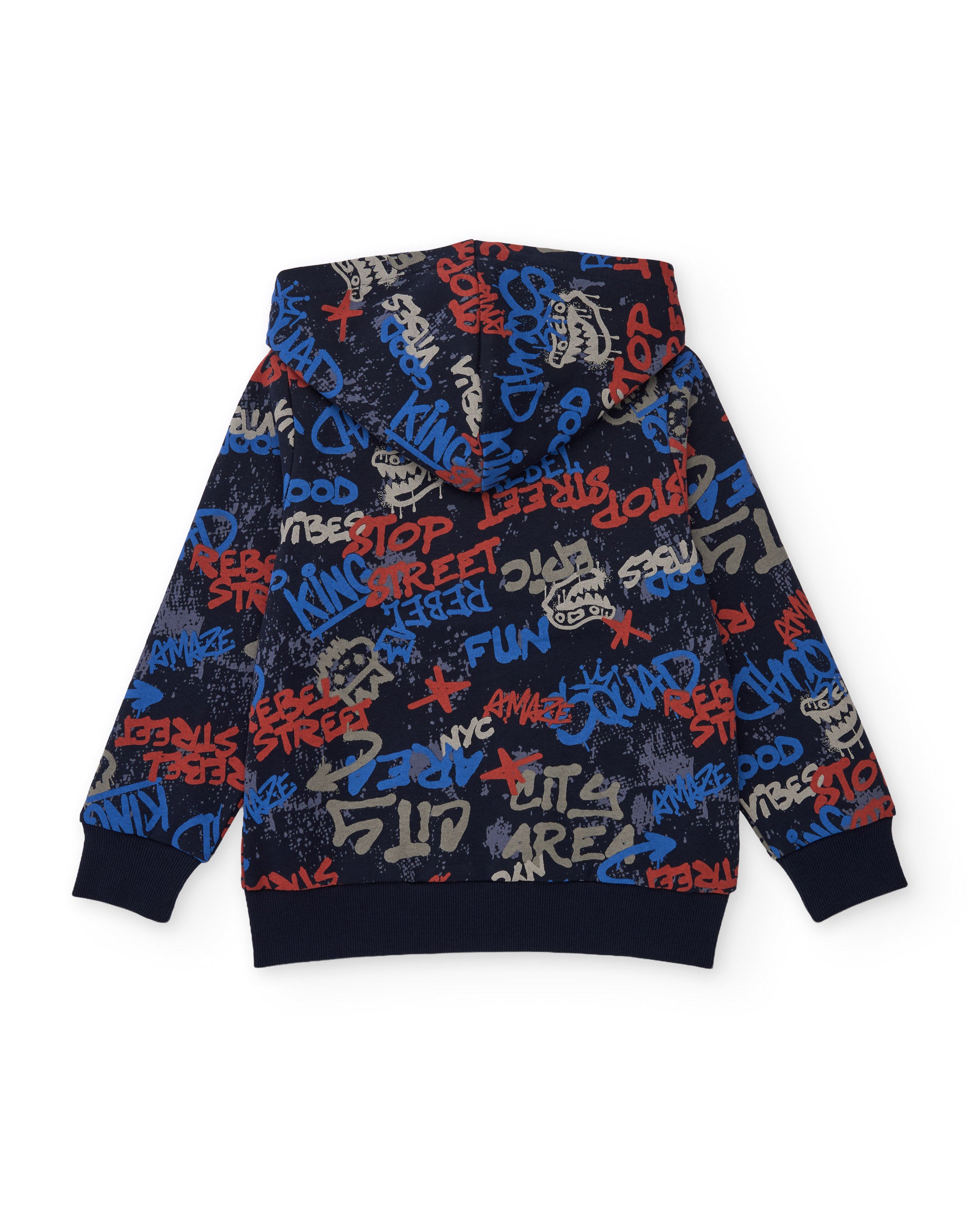 TucTuc Felpe Felpa Bambino Blu Cappuccio Graffiti