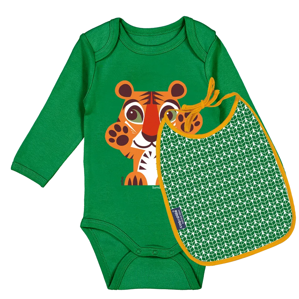 Coq en Pâte Set Nascita Body + Bavaglino Tigre 3-6 Mesi Cotone