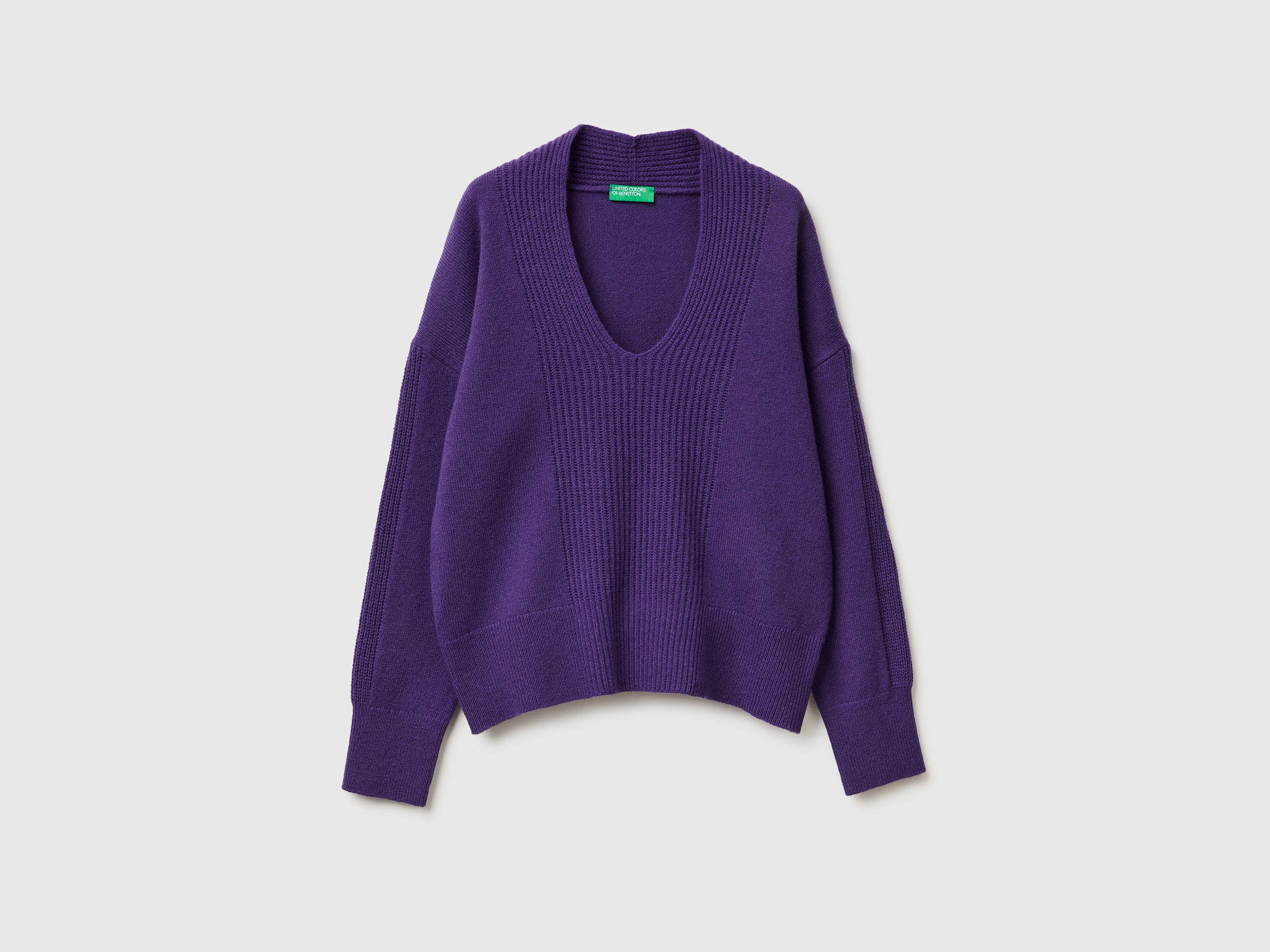 United Colors of Benetton maglione lana scollo V donna