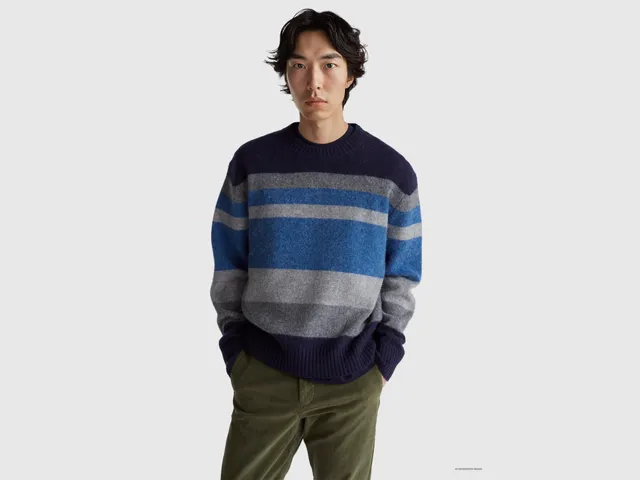 United Colors of Benetton maglione righe lana Shetland taglia M