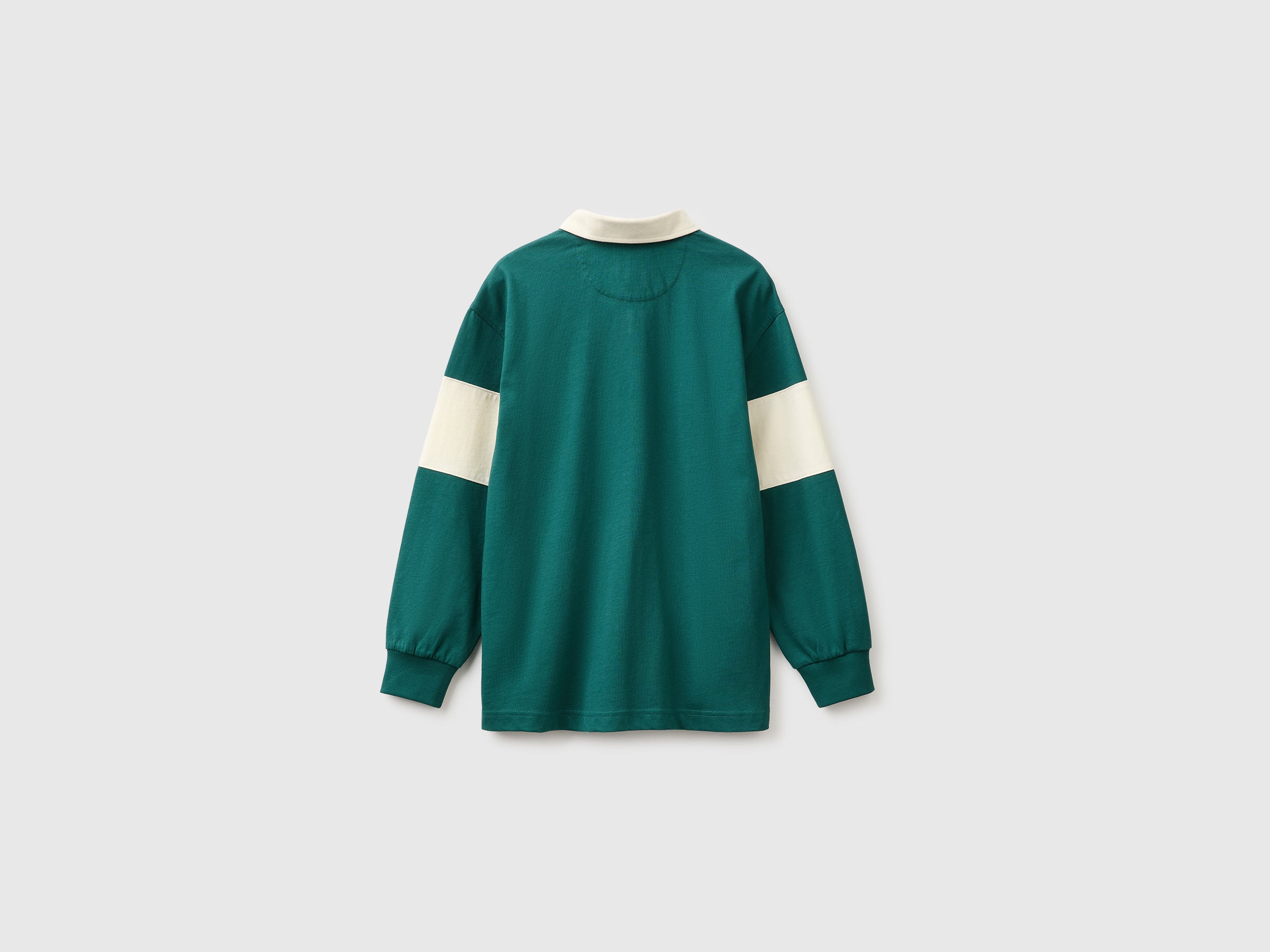United Colors of Benetton Polo Rugby Cotone Bio Verde Maniche Lunghe