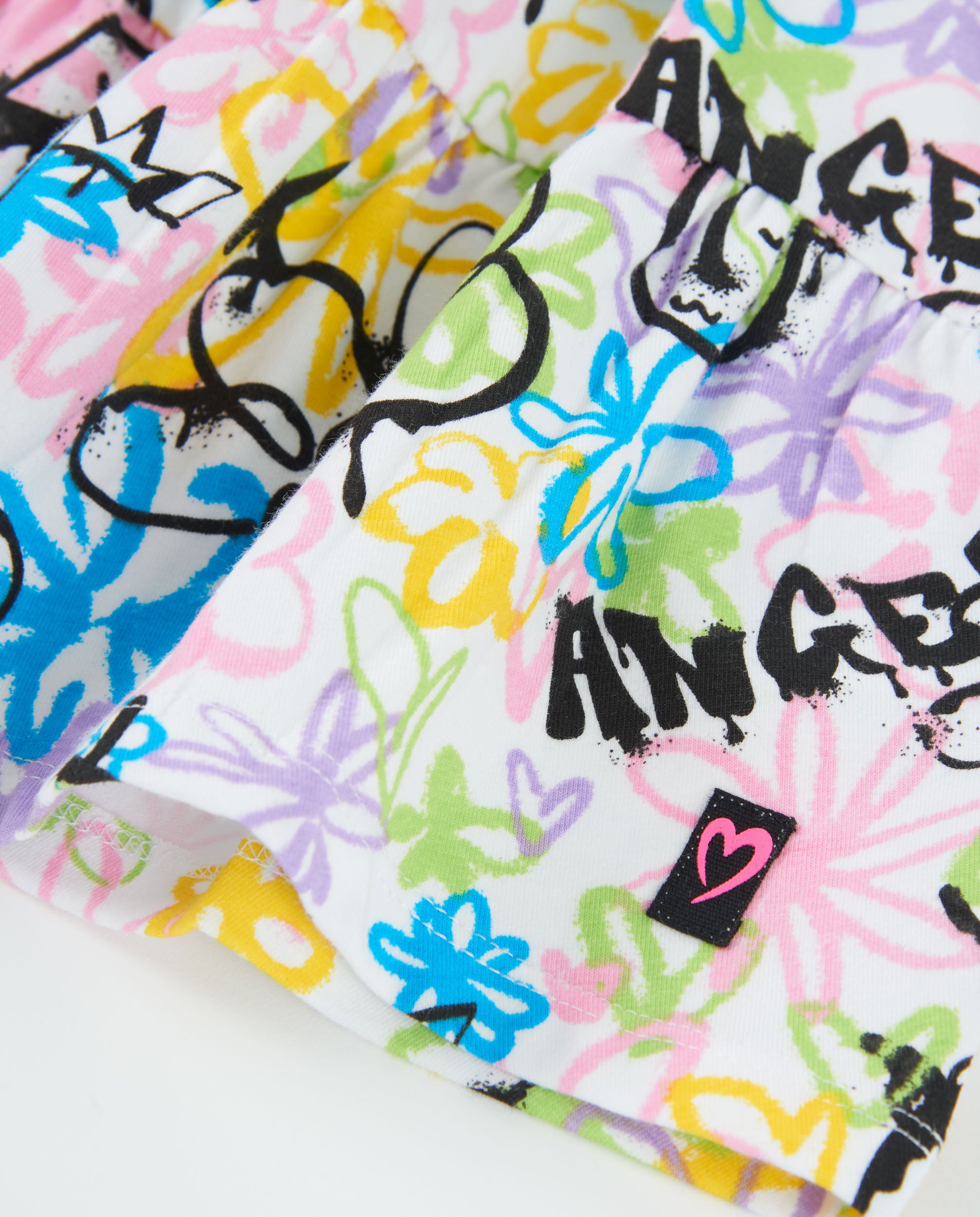 TucTuc Vestiti abito bambina bianco graffiti fiori cotone