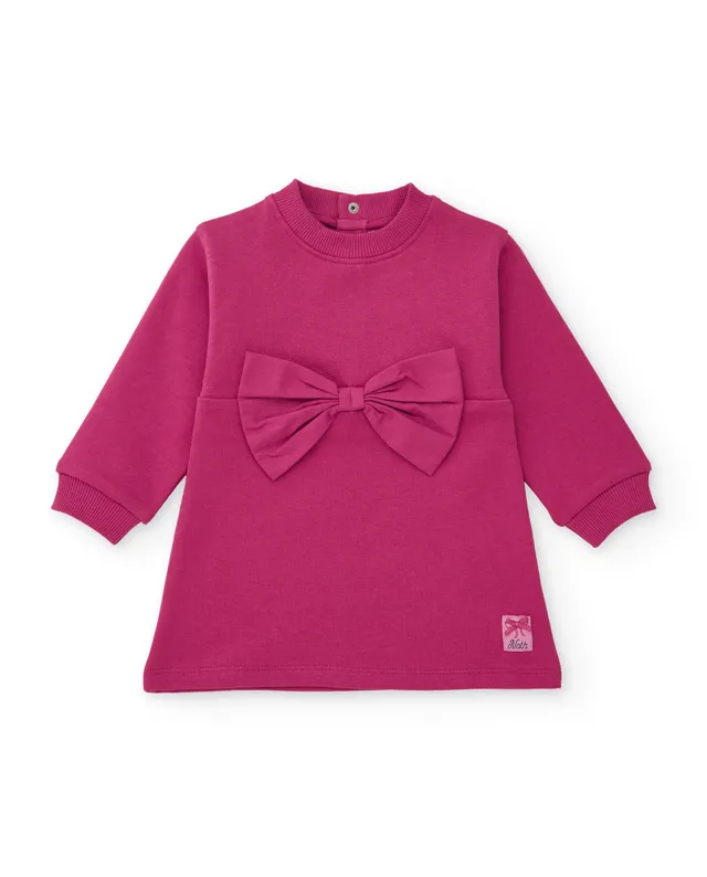 TucTuc Vestiti abito felpa bimba fucsia fiocco
