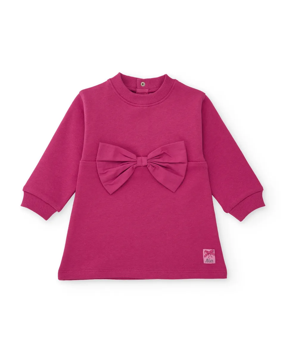 TucTuc Vestiti abito felpa bimba fucsia fiocco