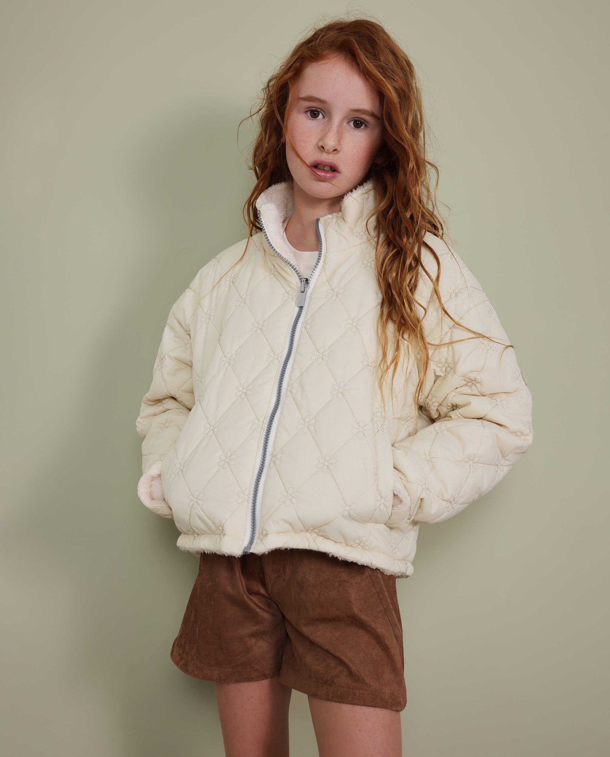 TucTuc Giacche Giacca Reversibile Bambina Crudo Pelliccia