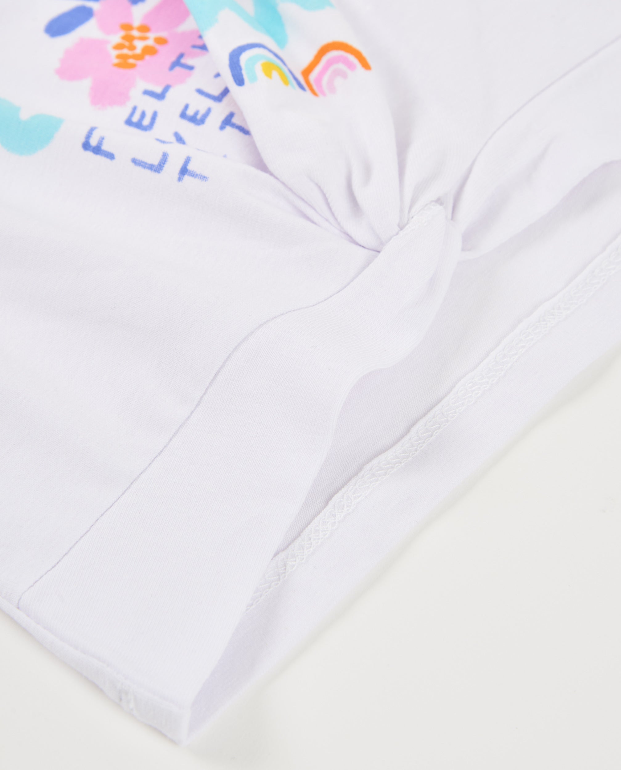 TucTuc Magliette T-Shirt Bimba Bianca Fiori Nodo