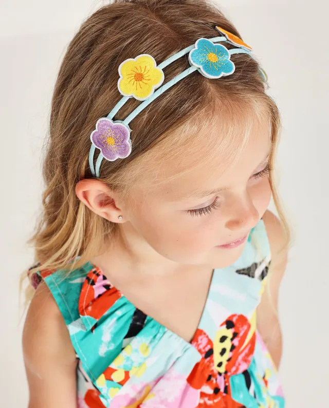 TucTuc Accessori cerchietto bambina blu fiori ricamati