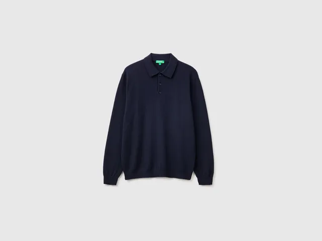 United Colors of Benetton Polo Lana Merino Blu Notte M