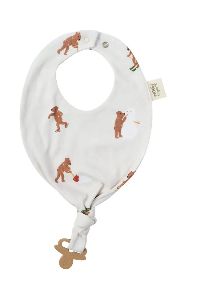 Woolly Organic Baby Bibs Bavaglino con Clip Ciuccio Cotone Organico Teddy