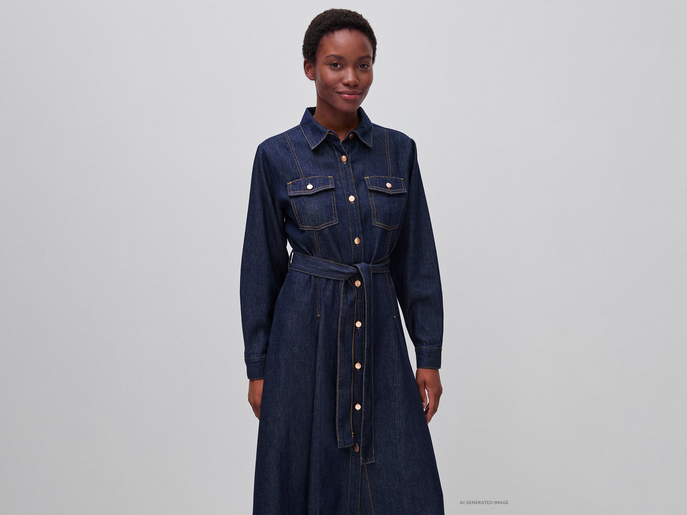 United Colors of Benetton Dresses abito denim con cintura cotone