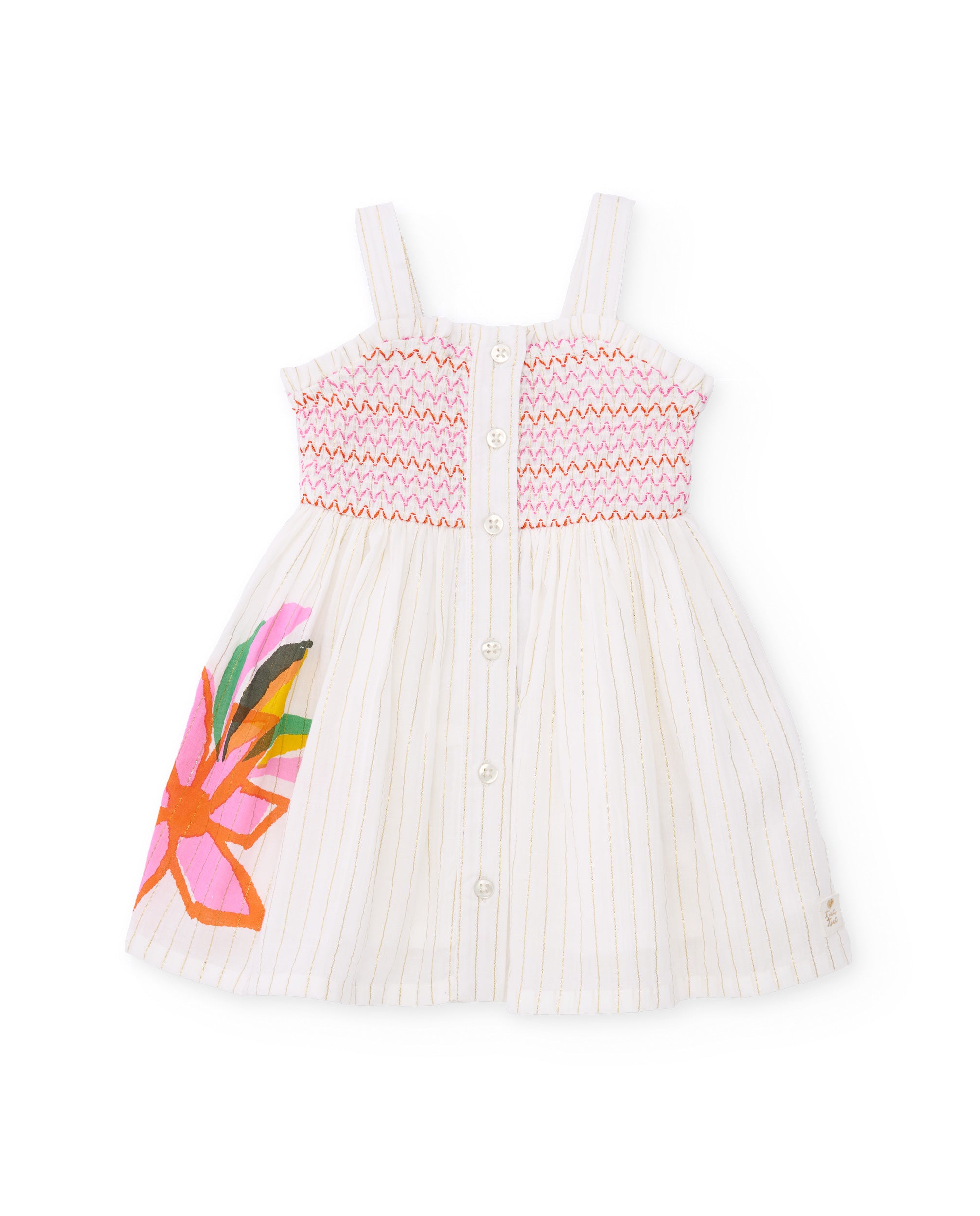TucTuc Vestiti vestito bambina bianco smock floreale cotone