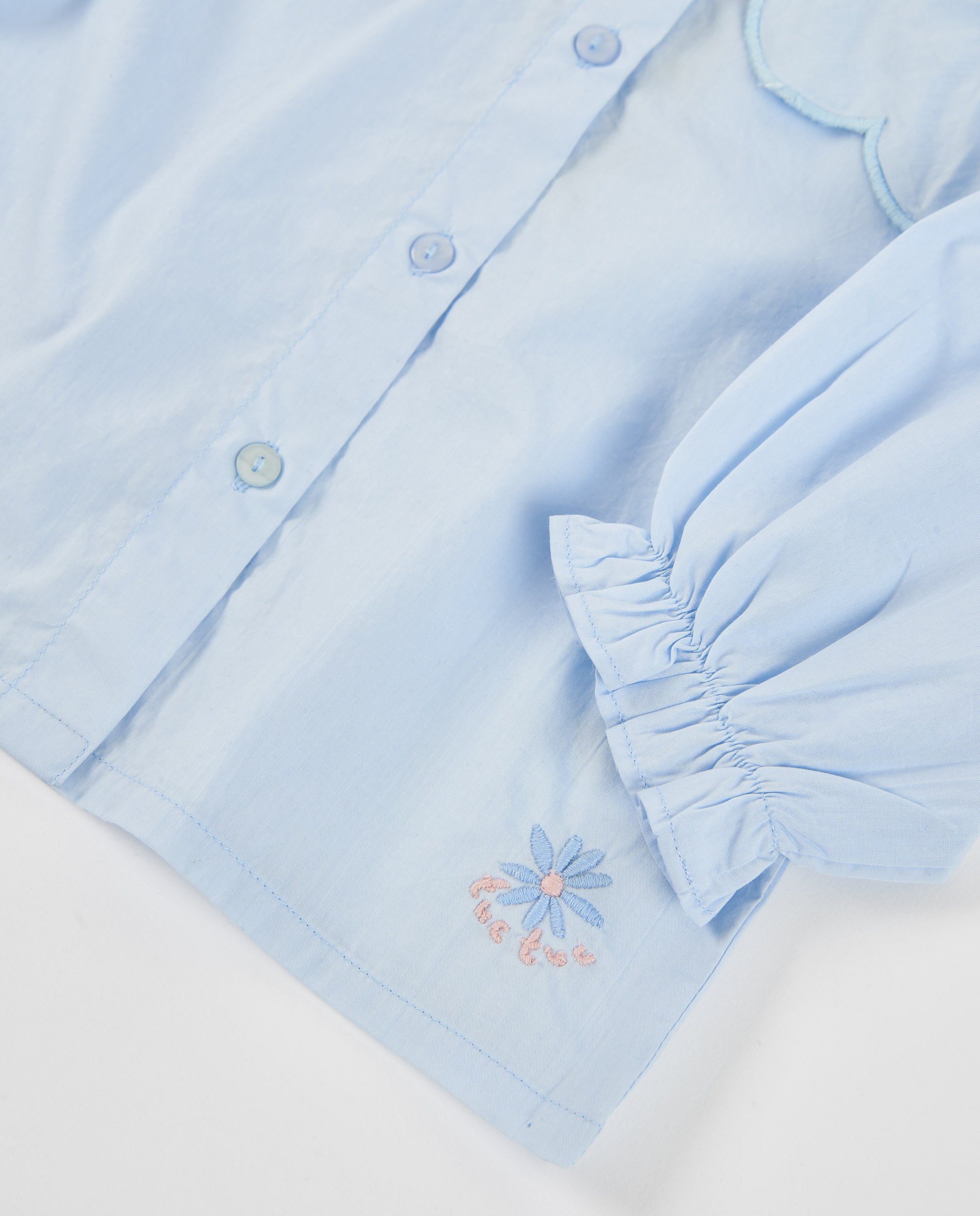 TucTuc Camicette Camicia Cotone Volant Azzurro Bimba