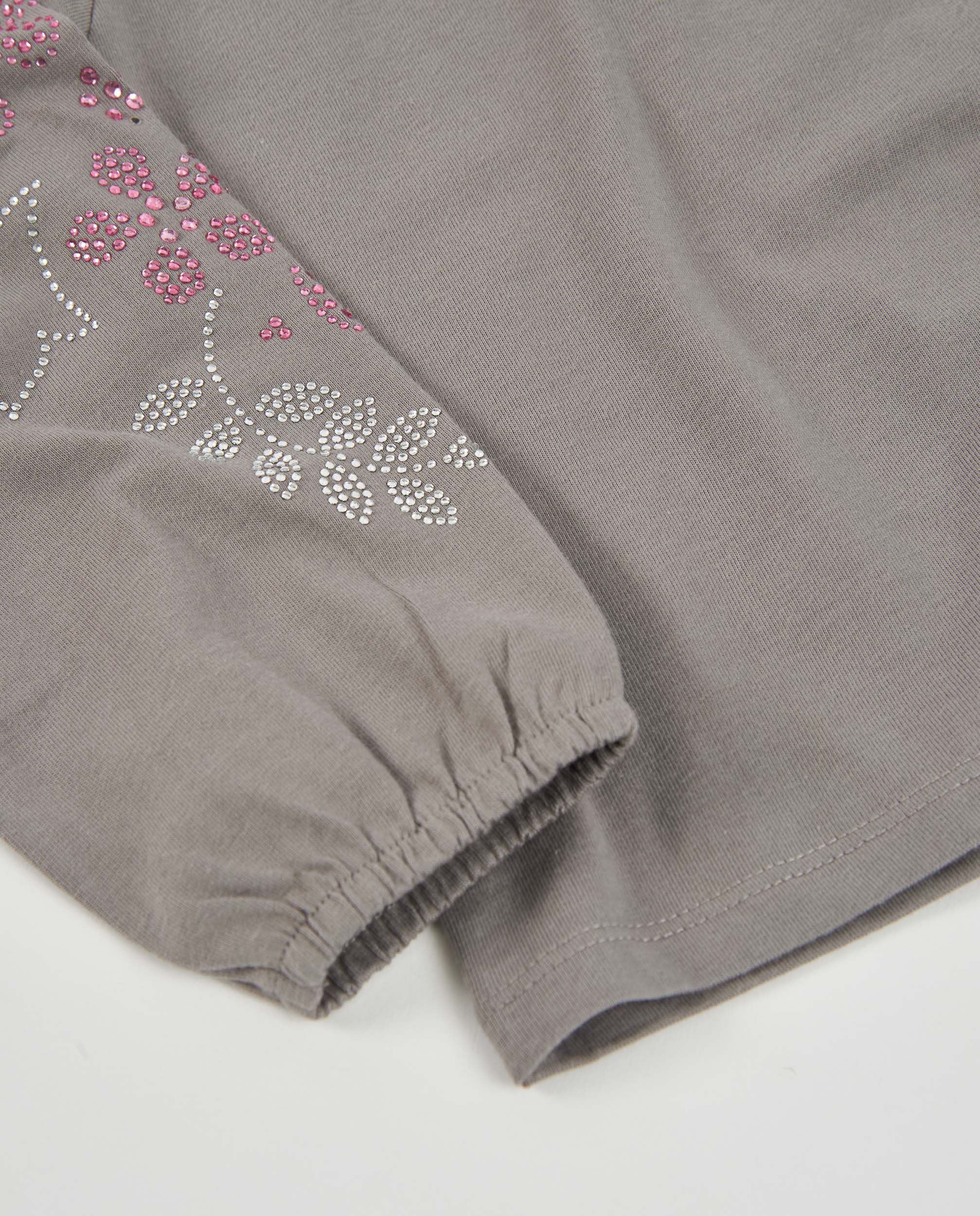 TucTuc Magliette Maglia bambina grigia fiori maniche lunghe