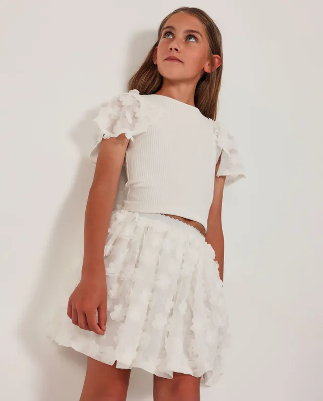 TucTuc Magliette T-shirt bambina bianca maniche sbuffo