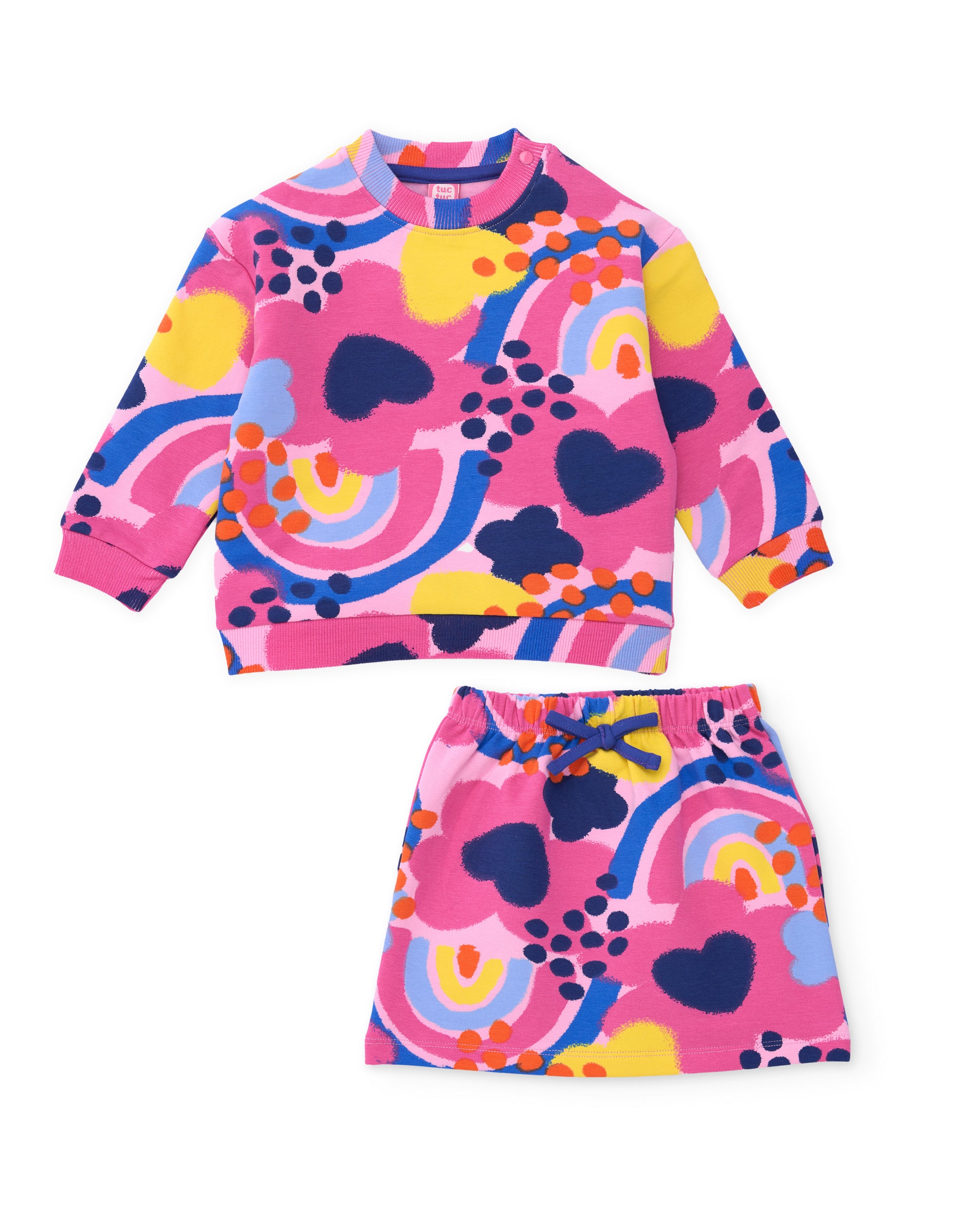 TucTuc Completi set bambina rosa felpa e gonna fantasia