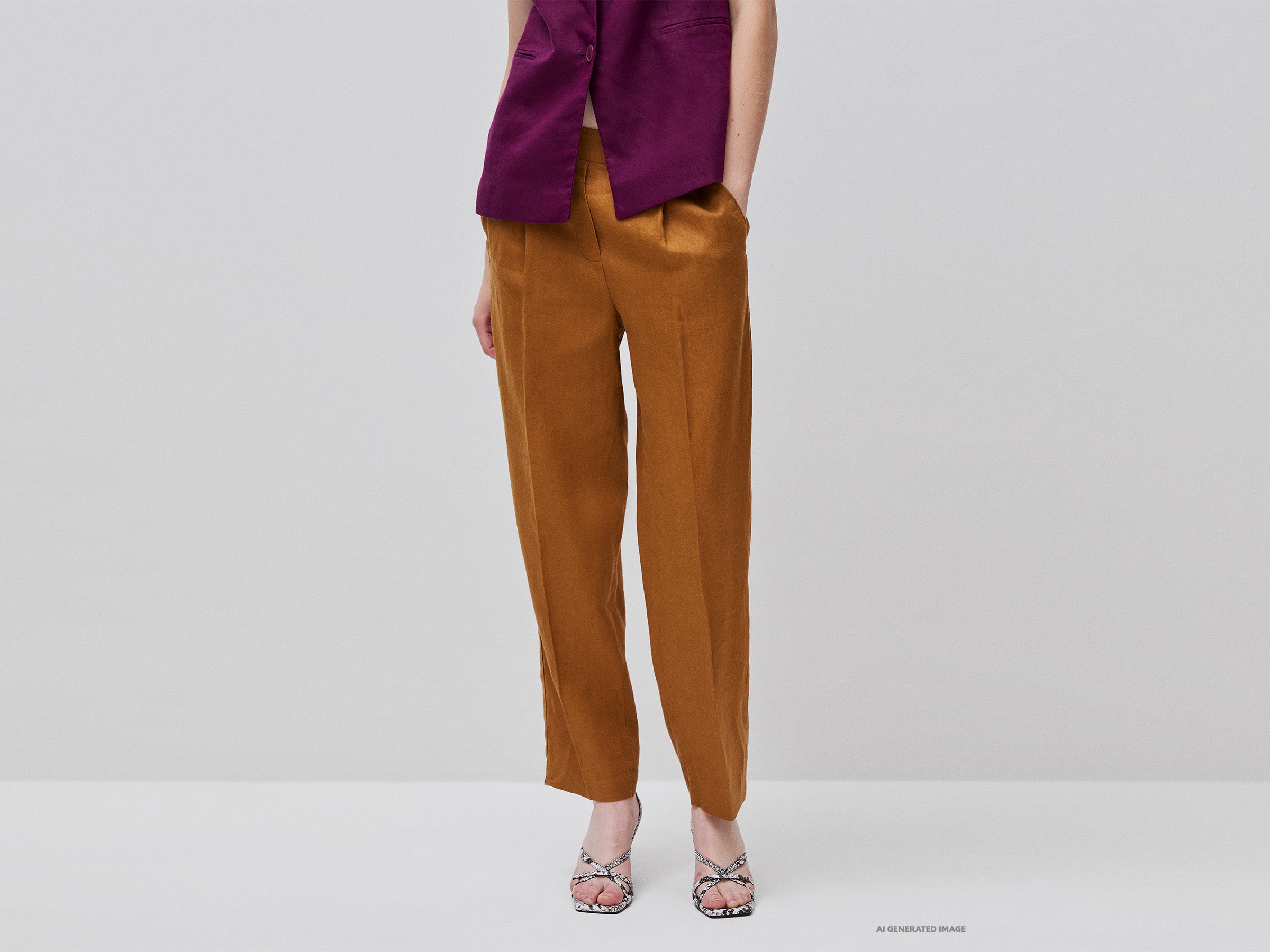United Colors of Benetton pantaloni lino carrot