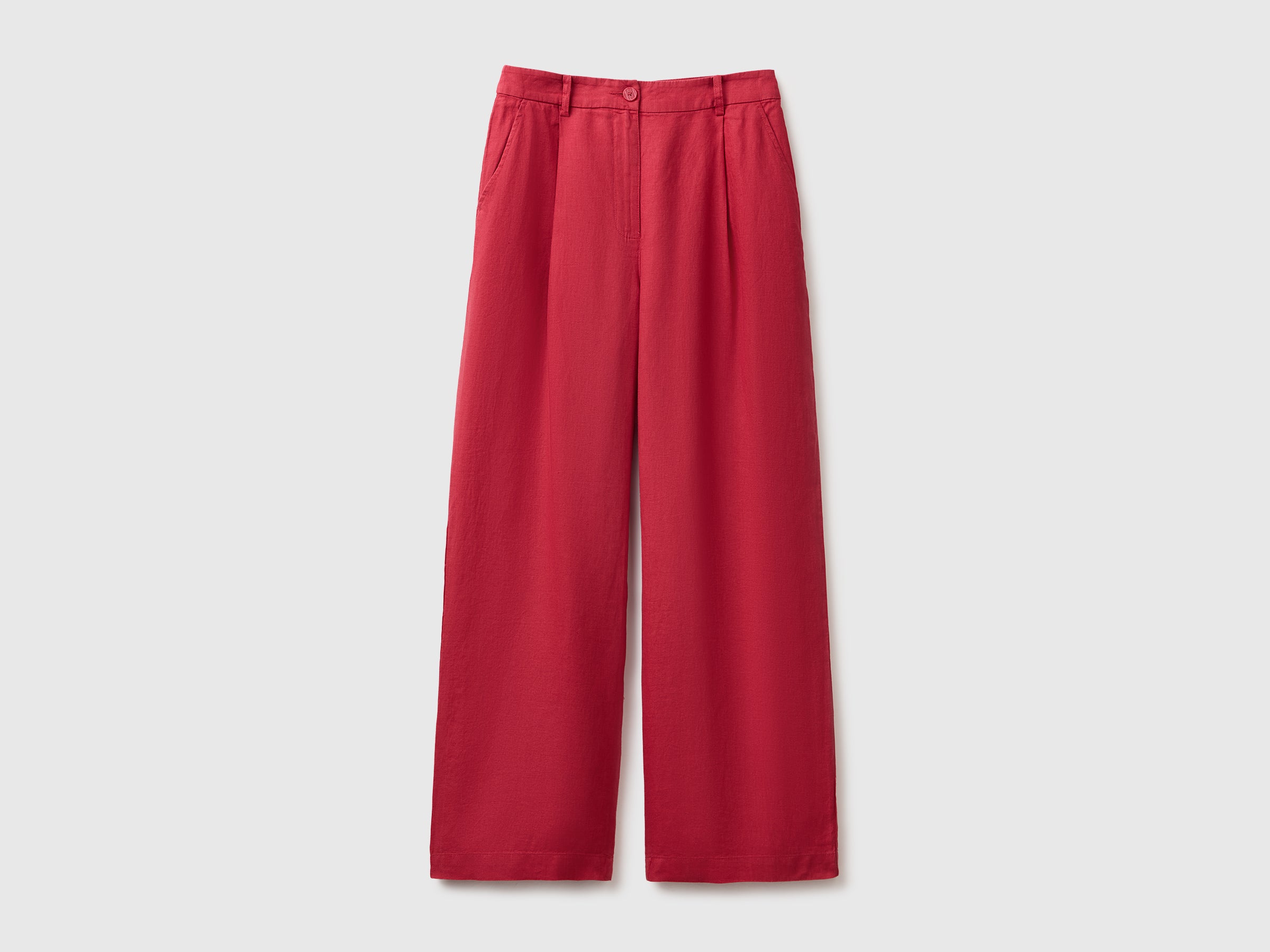 United Colors of Benetton Pantaloni vita alta lino puro