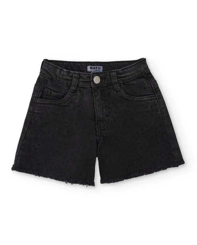 TucTuc Bermuda shorts bambina nero denim sfrangiato