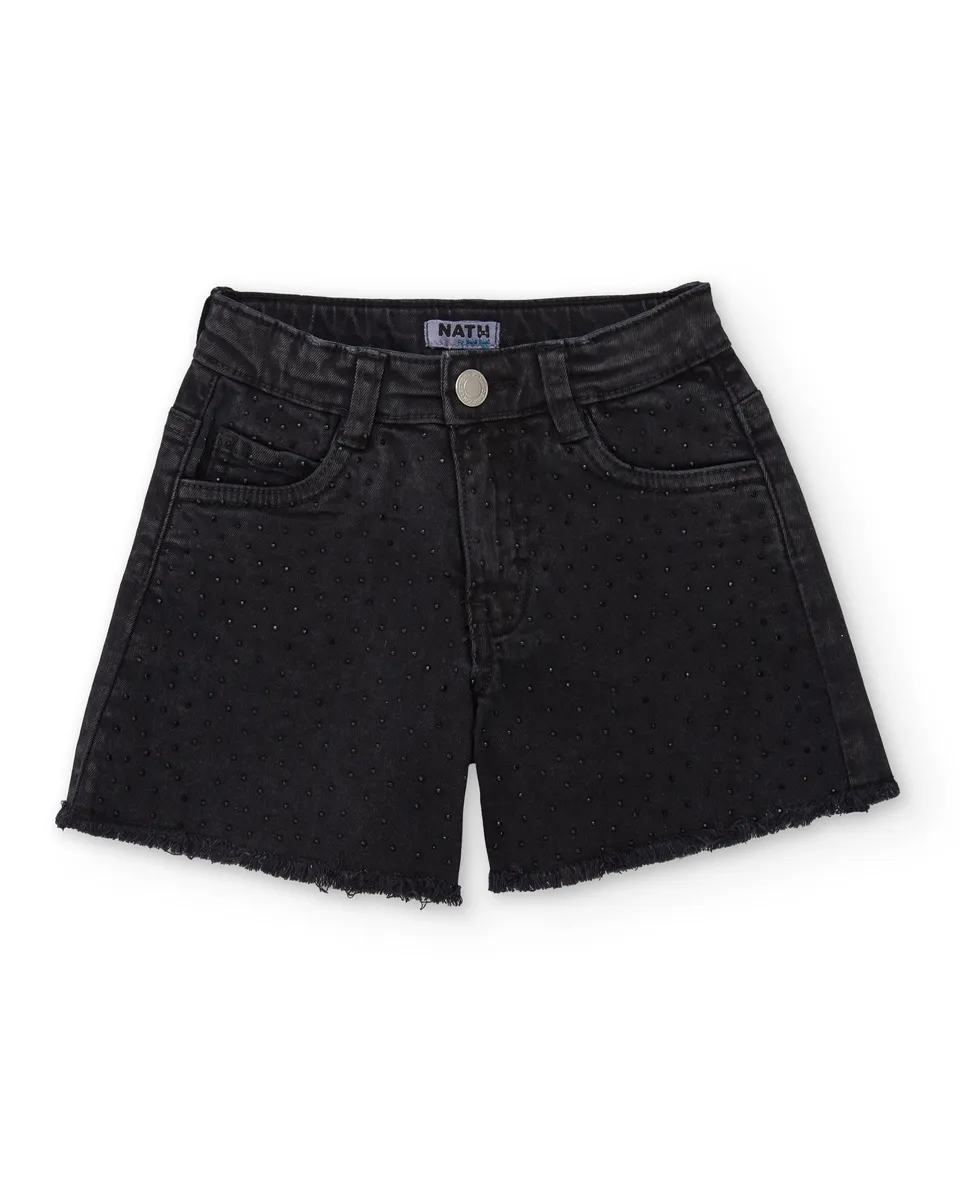 TucTuc Bermuda shorts bambina nero denim sfrangiato