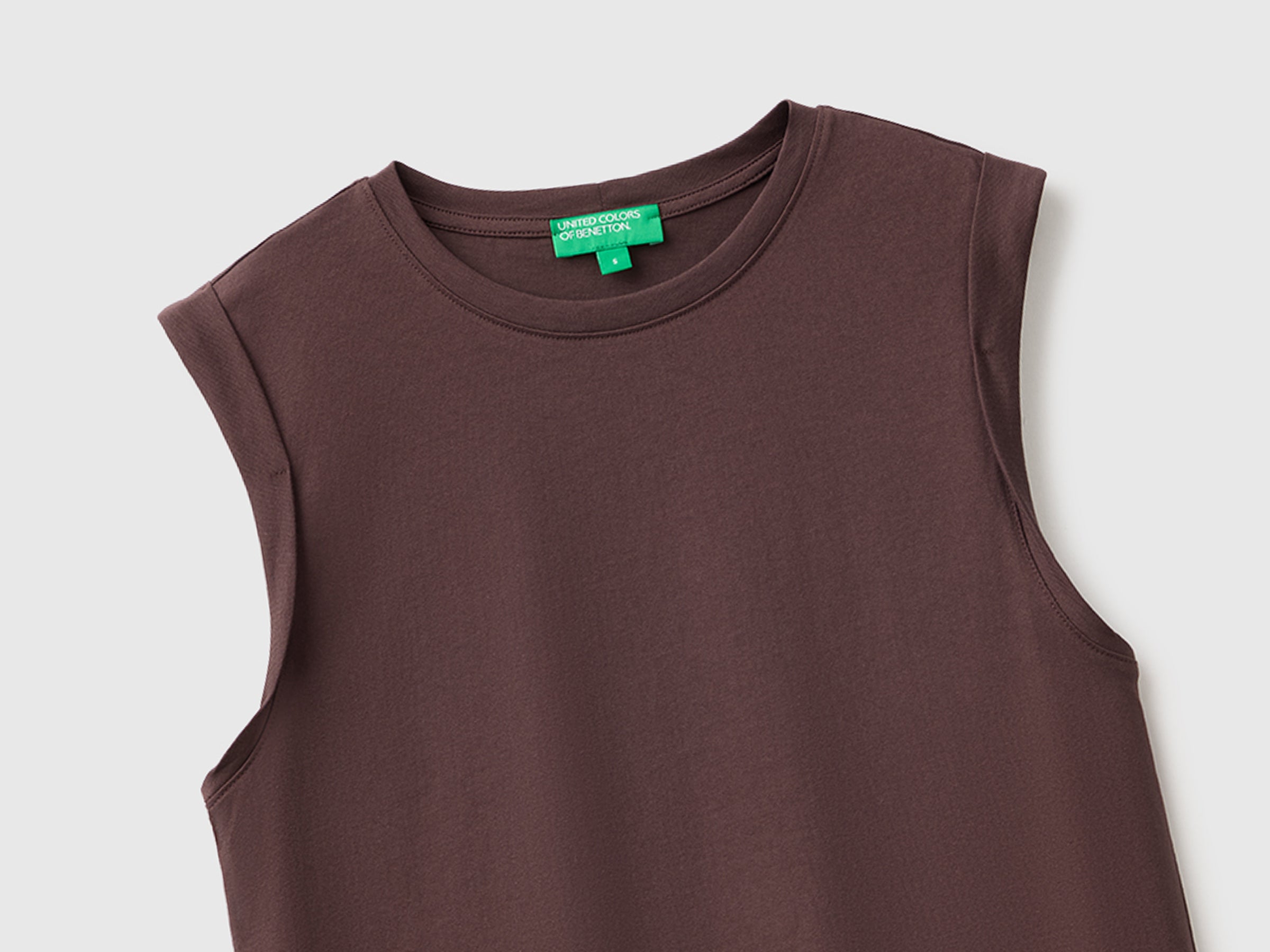 Benetton Canotta Cotone Girocollo Maglietta Smanicata
