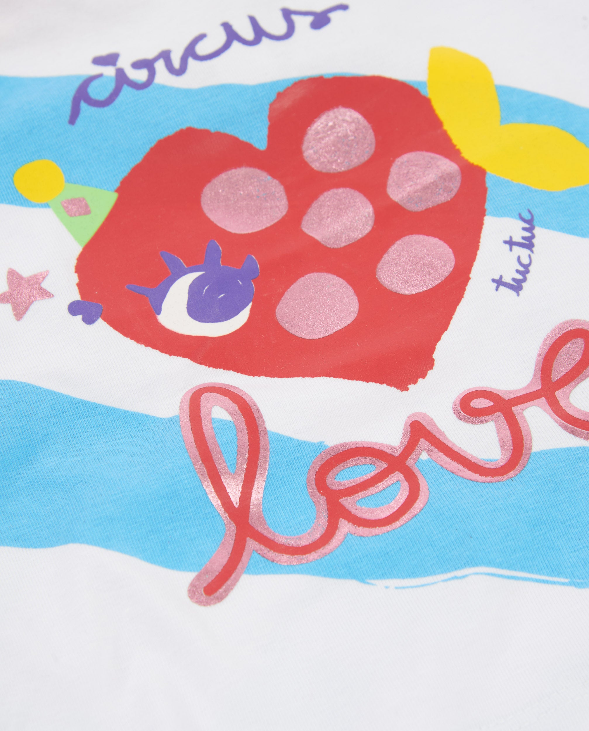 TucTuc Magliette t-shirt bimba blu pesce cuore