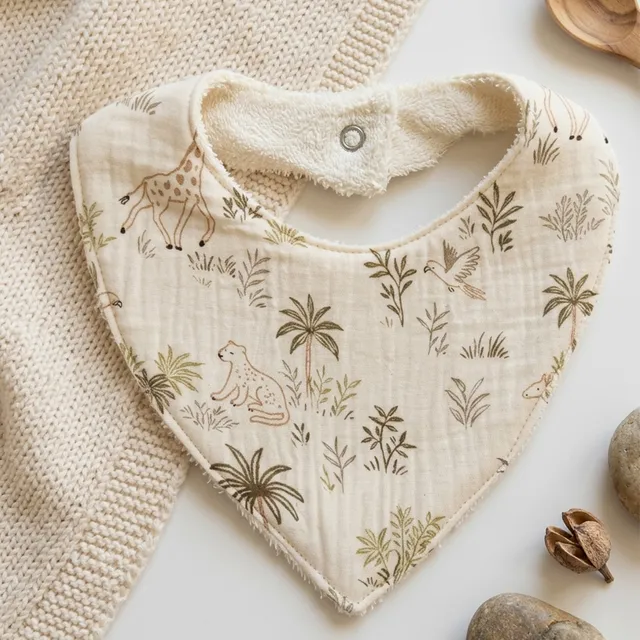 Petite Citrouille Safari bavaglino neonato beige cotone 12 mesi