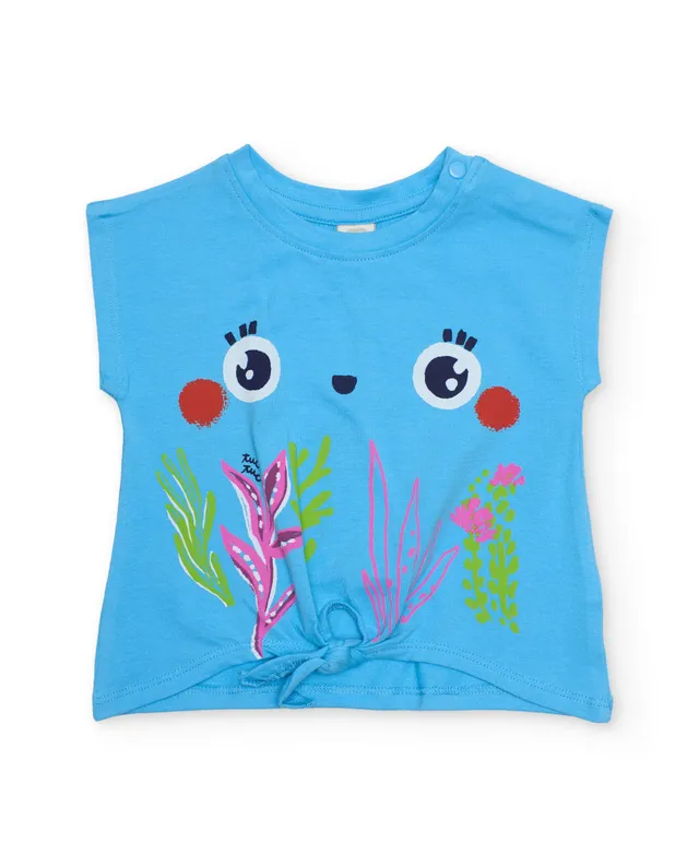 TucTuc Magliette T-Shirt Bambina Blu con Nodo