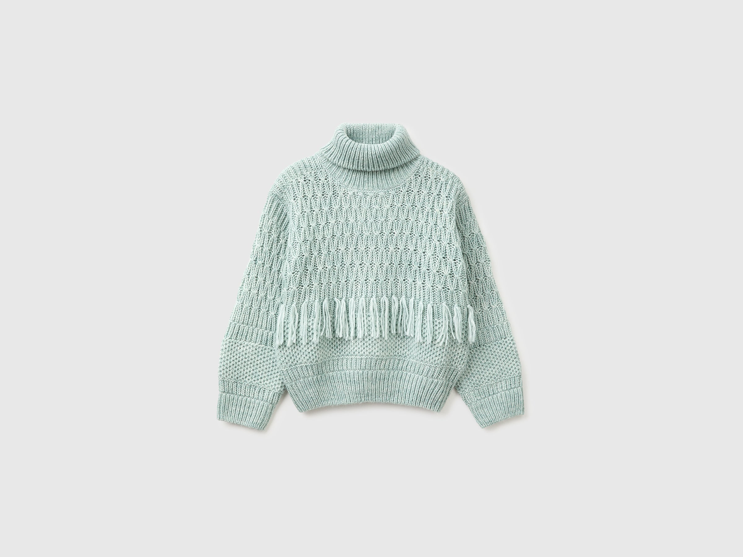 United Colors of Benetton Maglione Lana Frange Collo Alto