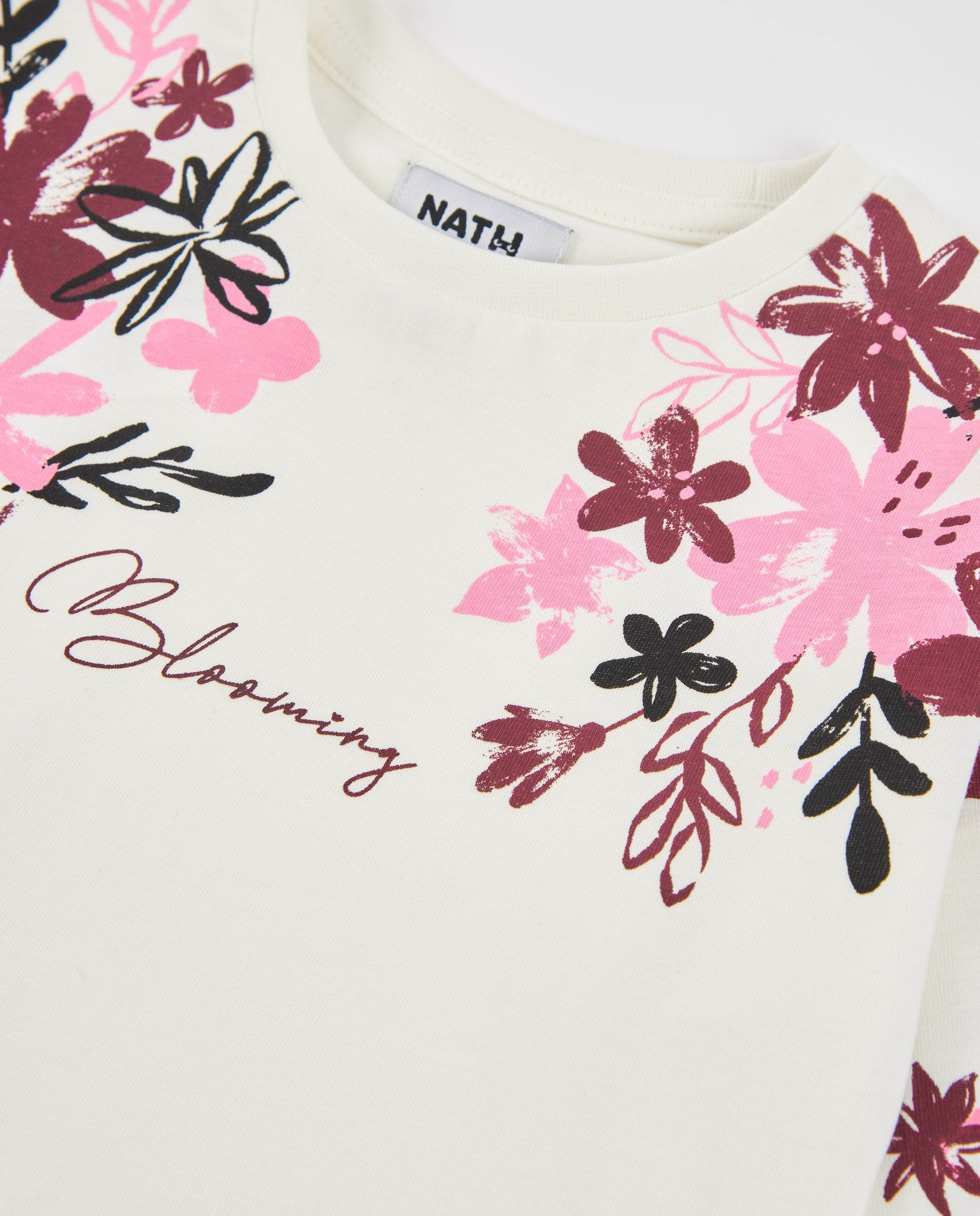 TucTuc Magliette T-Shirt Bambina Bianca Floreale Cotone