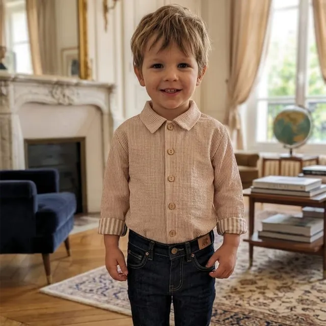 Petite Citrouille Mode Garçon Méridien camicia cotone righe