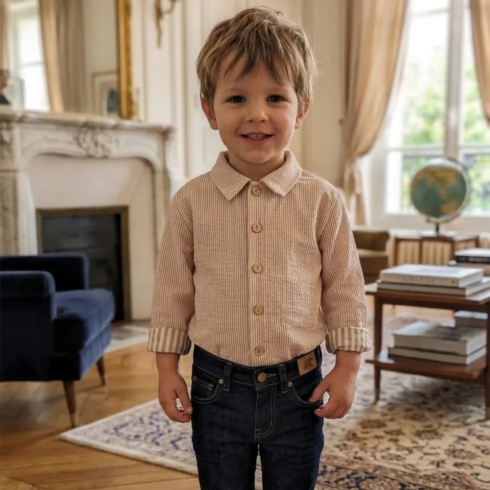 Petite Citrouille Mode Garçon Méridien camicia cotone righe