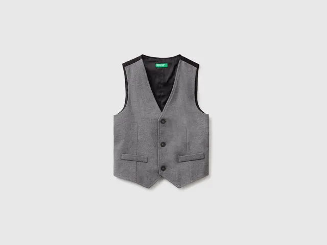 United Colors of Benetton gilet flanella scollo V slim fit