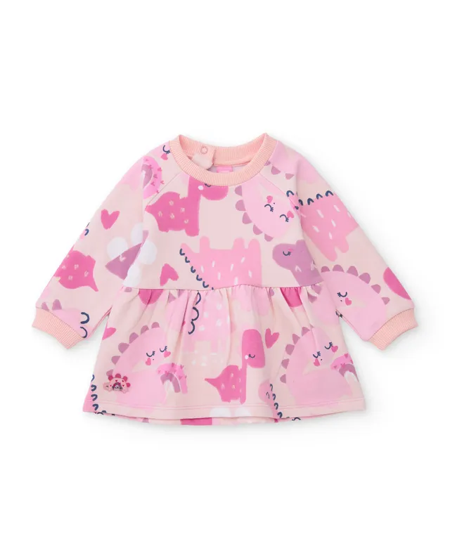 TucTuc Vestiti vestito neonata felpa rosa dinosauri
