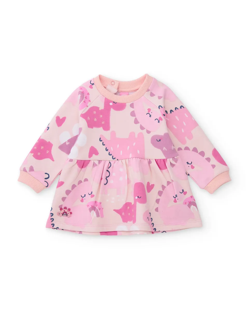 TucTuc Vestiti vestito neonata felpa rosa dinosauri