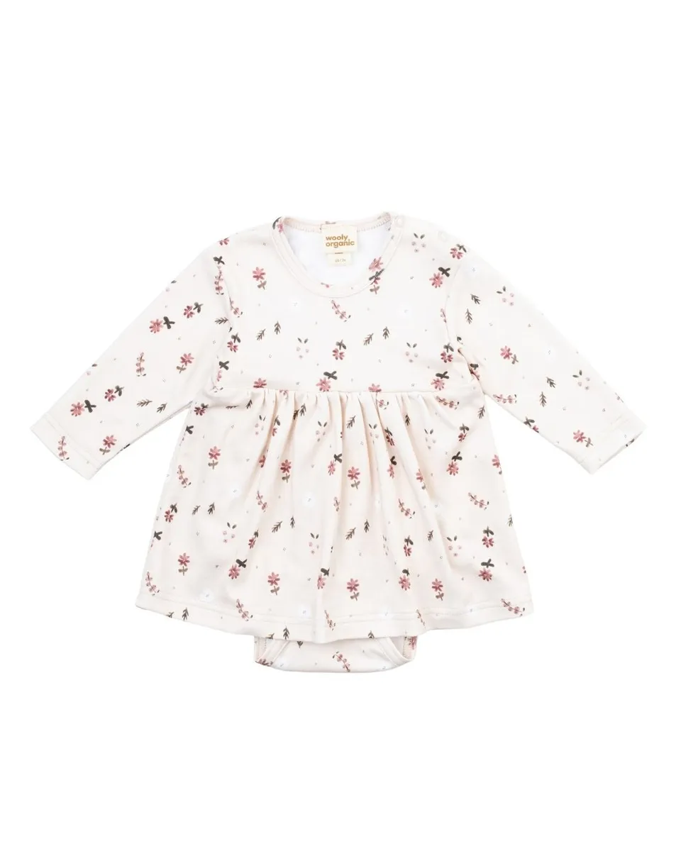 Woolly Organic Baby Bodysuits Dress vestito neonata Nordic Flora cotone organico