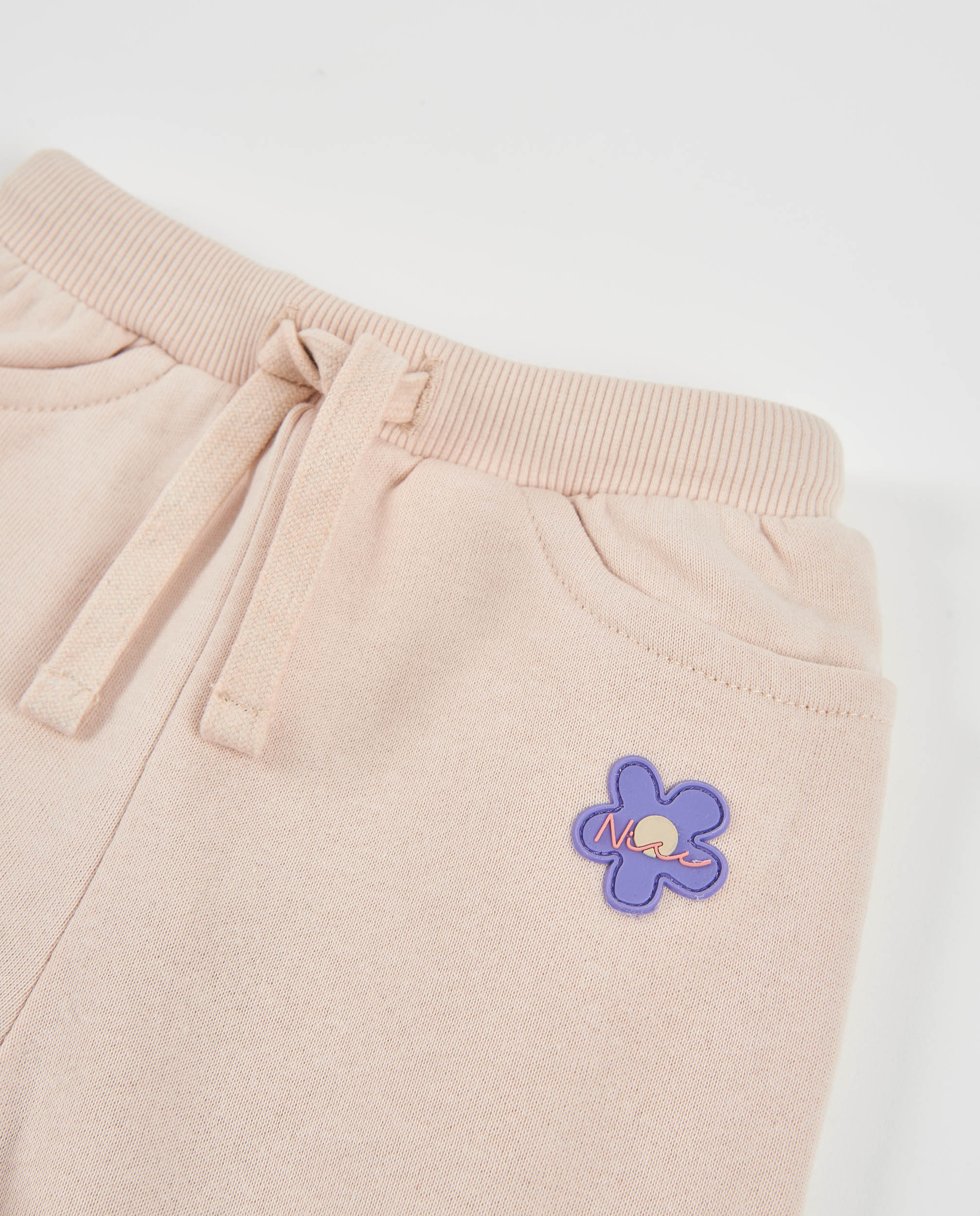 TucTuc Pantaloni Felpa Bambina Beige Ricamo Fiore