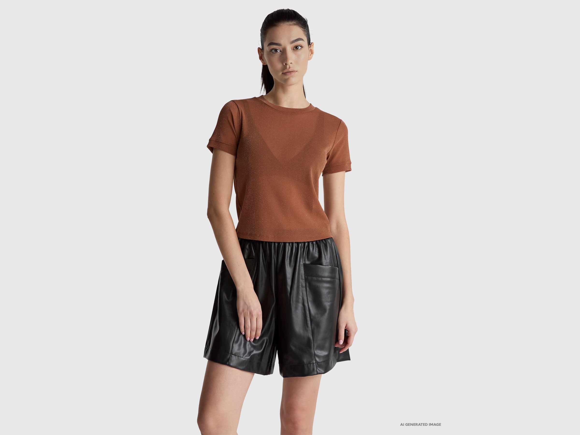 Benetton maglietta maniche corte lurex slim taglia M