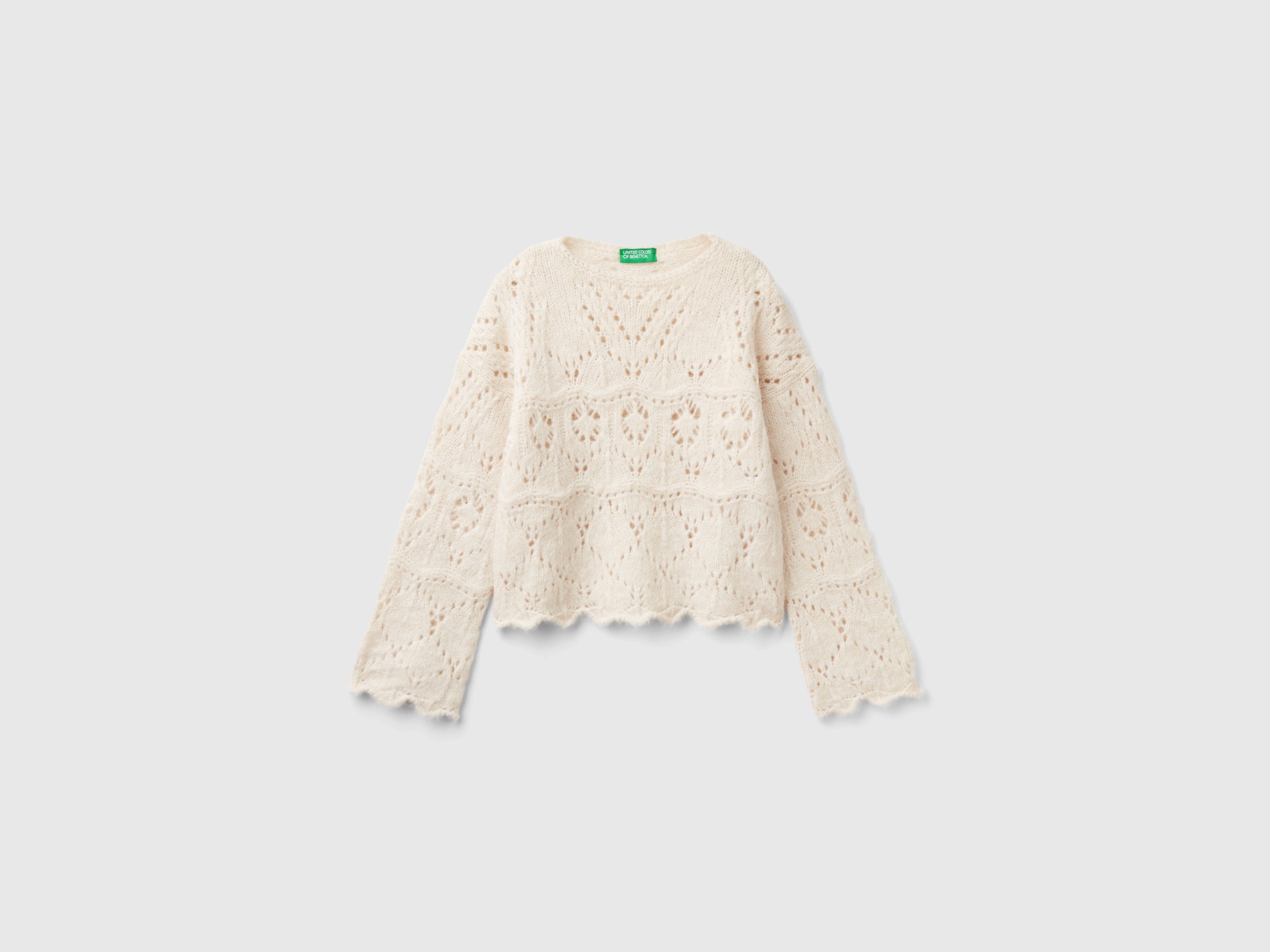 Benetton maglione pizzo traforato misto lana taglia S