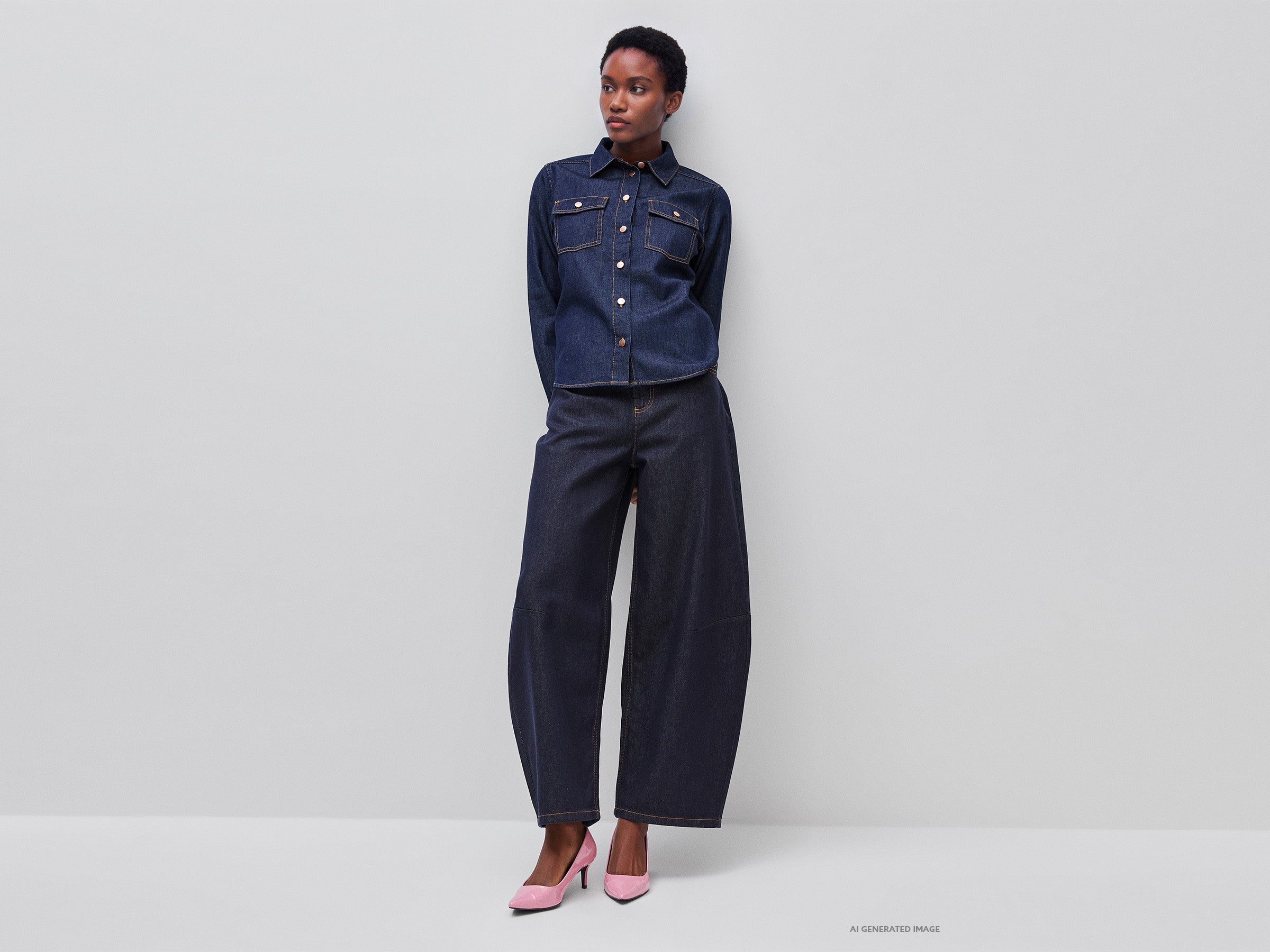 Benetton Barrel Jeans denim cotone rinse taglia 28