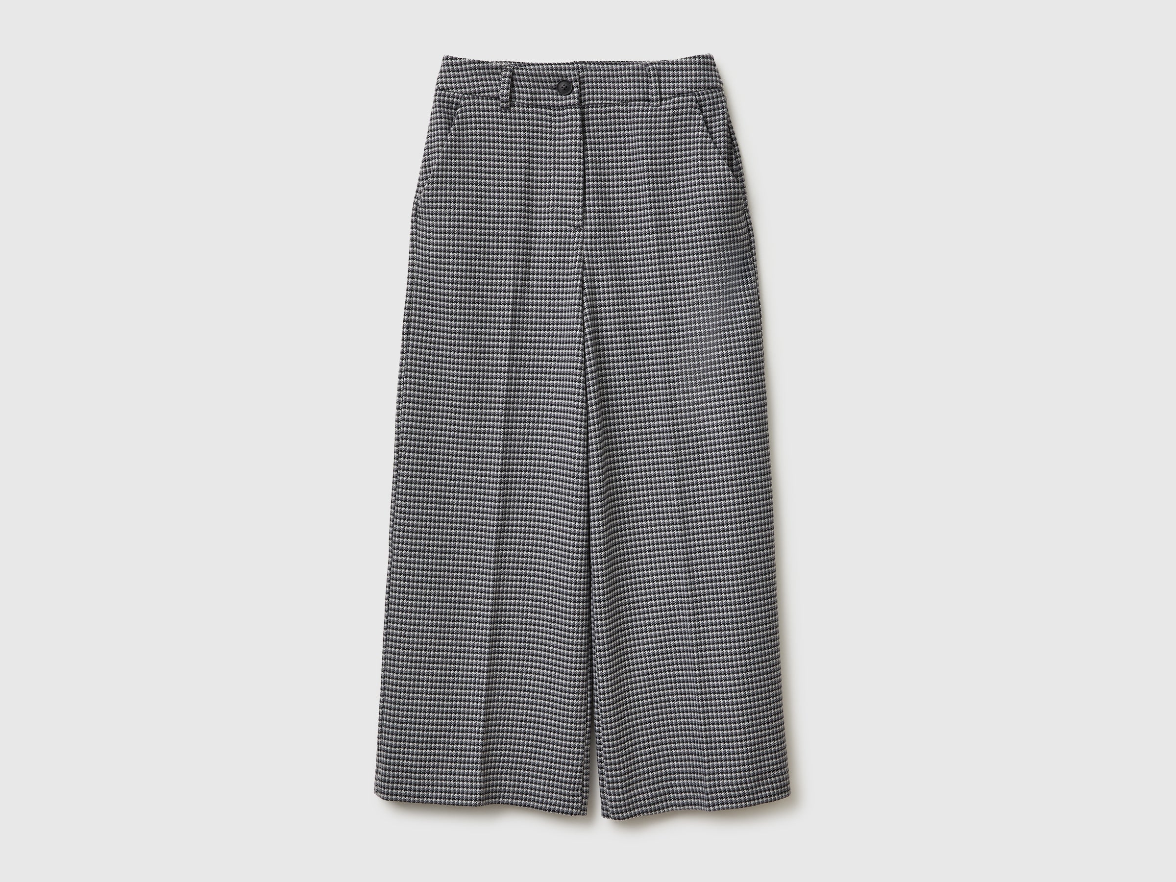 Benetton pantaloni pied-de-poule 42 flanella viscosa